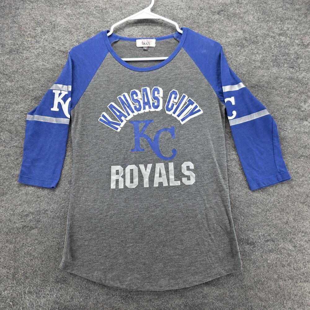 Touch By Alyssa Milano Tunic T-Shirt Womens S Gray Crew Neck 3/4 KC Royals